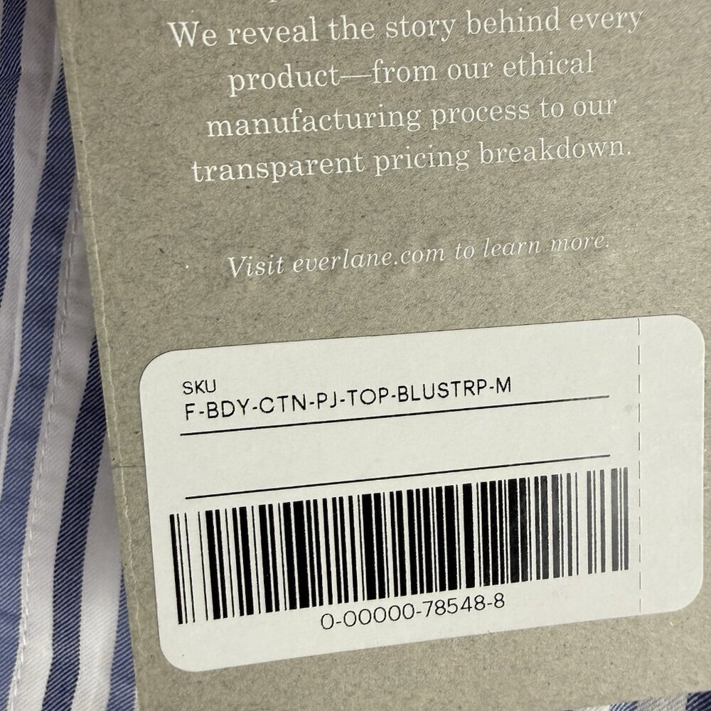 Everlane PJ Cotton Shirt Blue White Stripe Cropped Button Down Top Medium - Picture 6 of 9